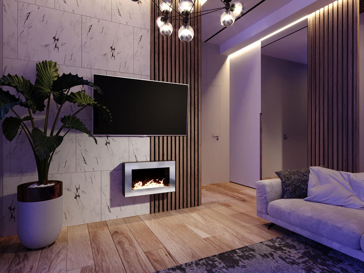 Биокамин "Русский огонь" Хай-тек 650N настенный с декоративным стеклом (стемалитом) по цене 28 350 руб.