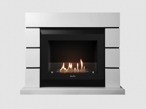 Каминный портал МДФ "Аляска 1350" с биокамином Lux Fire "Фаер Бокс 2-33" (белый)