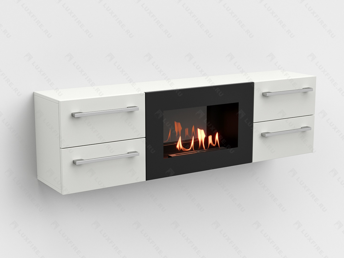 Тумба ТВ Lux Fire "Нева" настенная 1400 матовая, белая, с биокамином 600 по цене 83 409 руб.