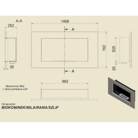 Биокамин Kratki MILA TUV (стальная рама) по цене 