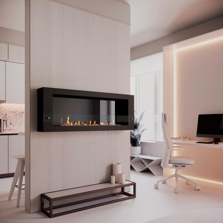 Биокамин SteelHeat WALL LONG 1500 черный по цене 65 070 руб.